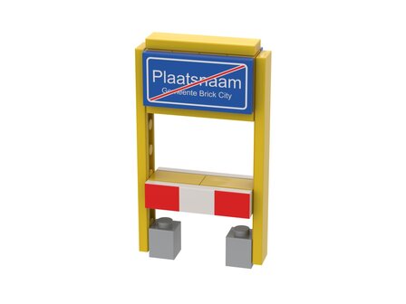 LEGO&reg; Plaatsnaam + Gemeente 2x4 + Staander Geel