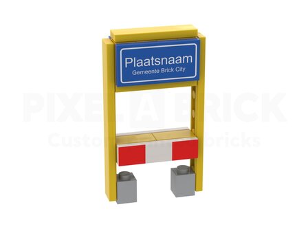 LEGO&reg; Plaatsnaam + Gemeente 2x4 + Staander Geel
